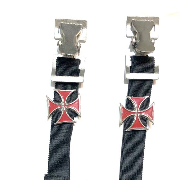 Tennessee Leather Red Iron Cross Motorcycle Riding Pant Alligator Clips 💸 - Picture 2 of 3